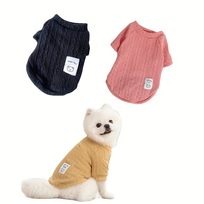 4pcs Cozy Dog Knit Sweaters - Soft Warm Pullover for Small & Medium Dogs (Red/Yellow/Green/Black), Dog Sweaters, Stylish Petwear, Knit Texture