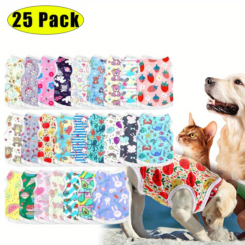 25 PACK Shirts Printed Breathable Cartoon T Shirt for Dogs (Size: S)