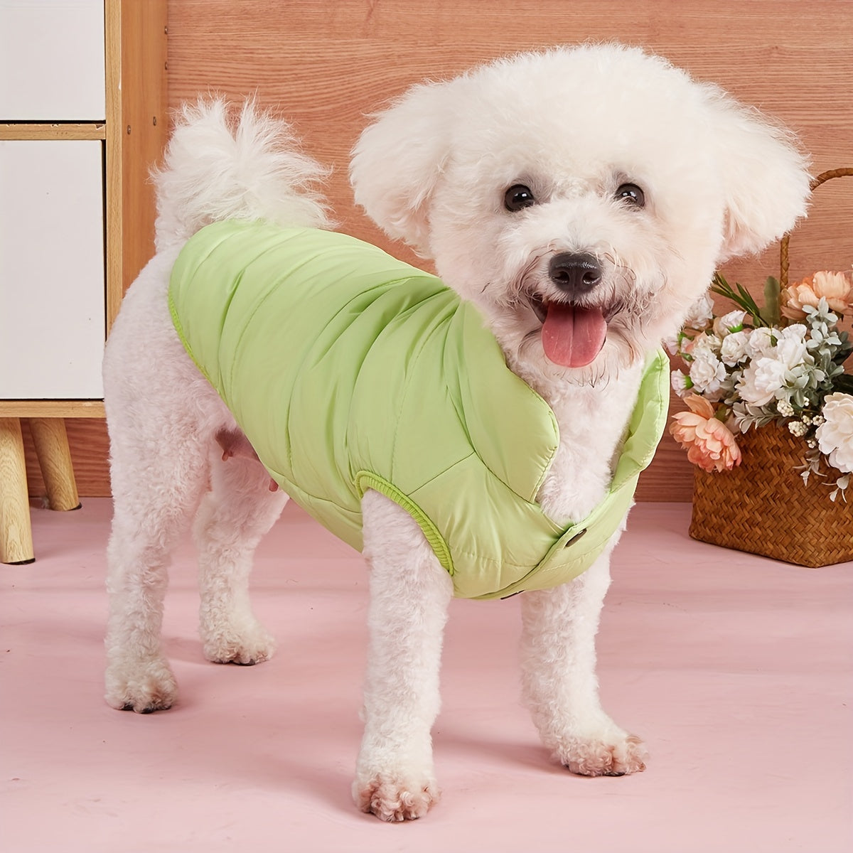 Small Med Solid Color Winter Warm Thickened Padded Pet Jacket Soft Comfortable