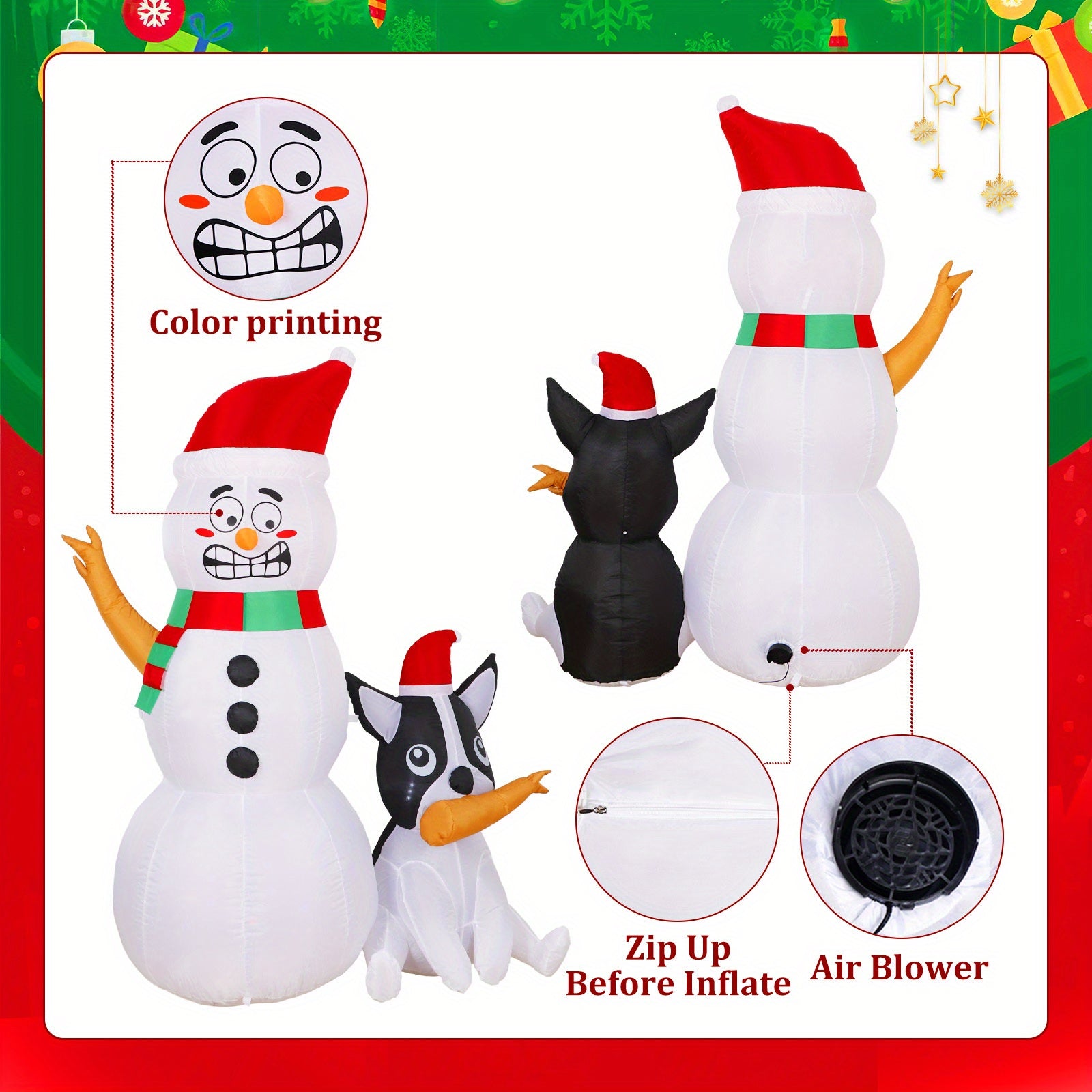 1pc, New Inflatable Decoration, 6FT Christmas Inflatable Snowman
