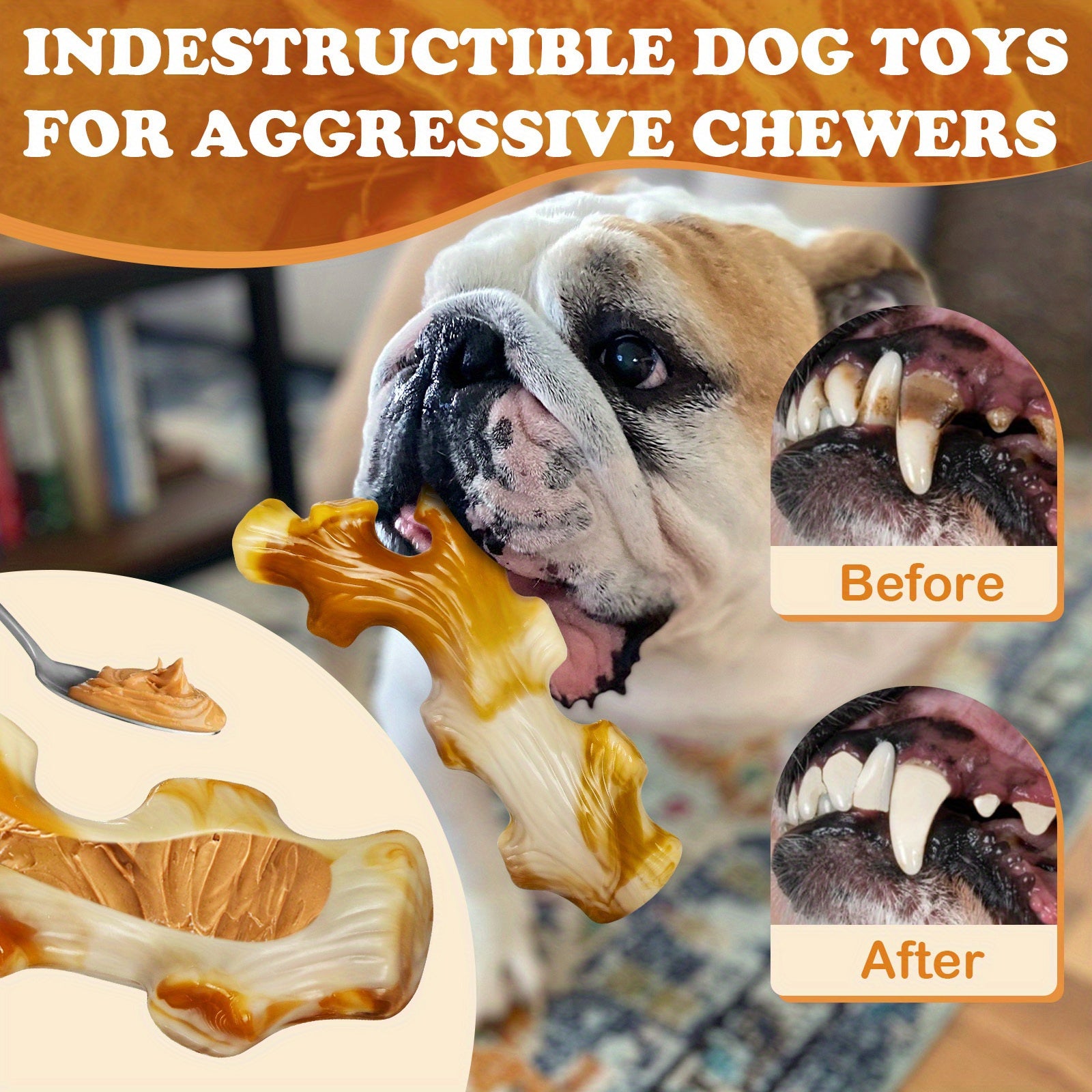 Apasiri Dog Toys, 3-Pack Dog Chew Toys for Aggressive Chewers, Bacon Flavored
