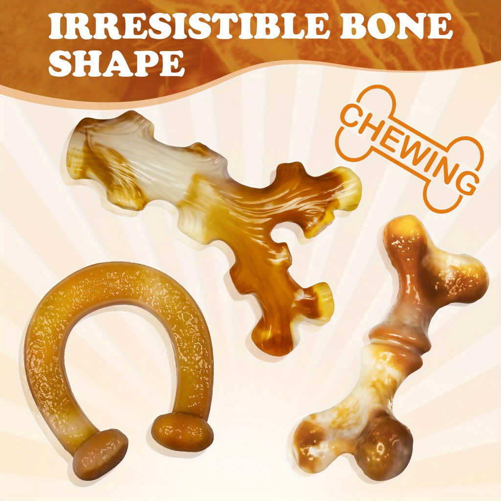 Apasiri Dog Toys, 3-Pack Dog Chew Toys for Aggressive Chewers, Bacon Flavored