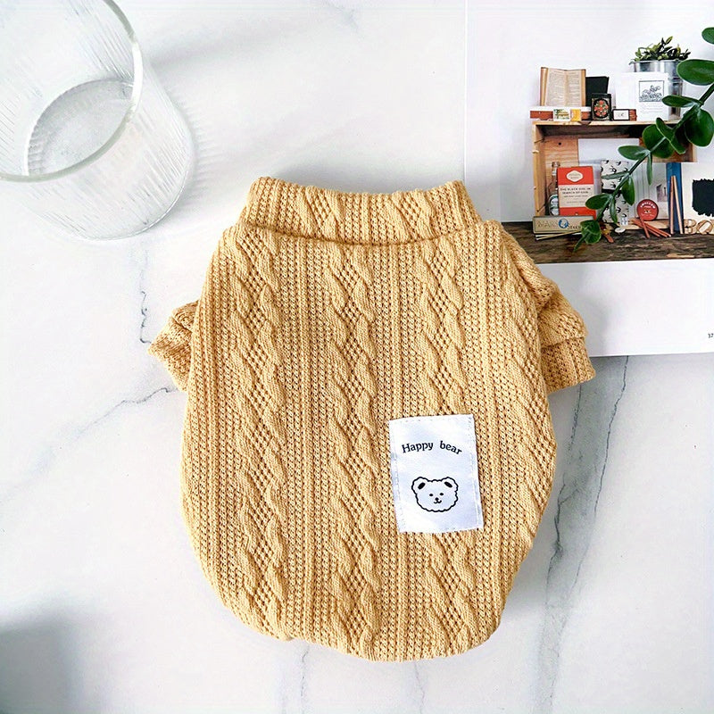 4pcs Cozy Dog Knit Sweaters - Soft Warm Pullover for Small & Medium Dogs (Red/Yellow/Green/Black), Dog Sweaters, Stylish Petwear, Knit Texture