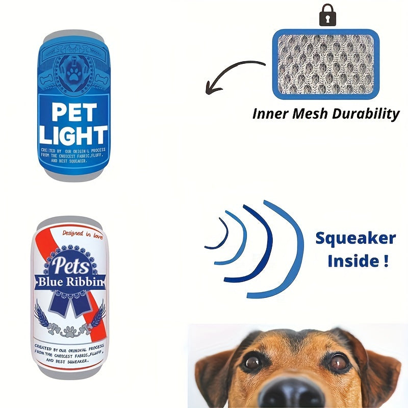 2Pack Plush Dog Puzzle Toy Squeaky Funny Drink Parody