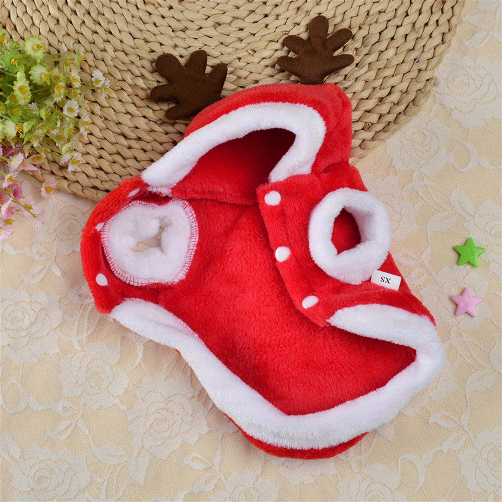 Dog Christmas Costume Cute Reindeer/Santa Costume Hoodie Coat Festival Party Events