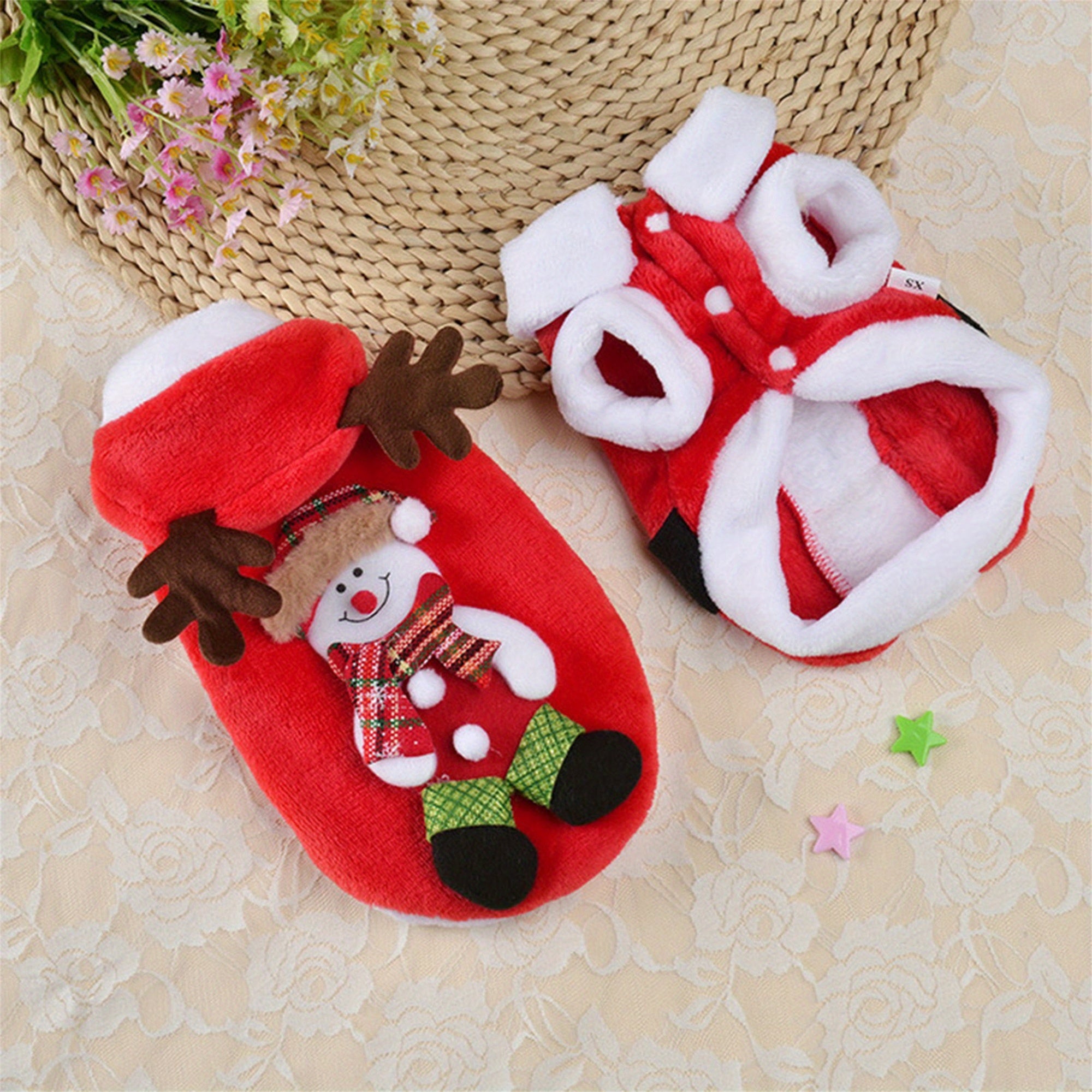 Dog Christmas Costume Cute Reindeer/Santa Costume Hoodie Coat Festival Party Events