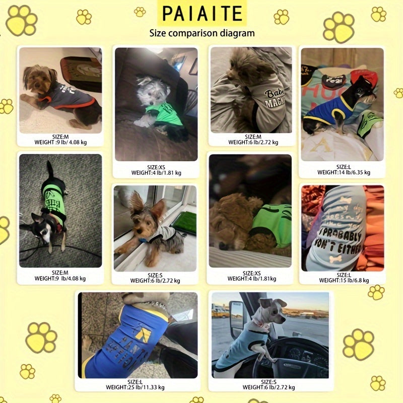 8pcs PAIAITE Dog Shirts - Funny Pet Outfits with "The Snuggles Are Real", "I'm Wearing Treats Under This Shirt", "Fur Friend" - Soft Breathable for Small Dogs