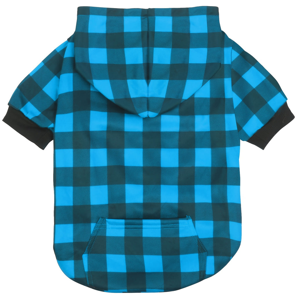 Plaid Hoodies Sweatshirts For Dogs, Warm And Soft Blue