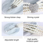 Elegant imitation pearl diamond collar necklace pet accessories, heart-shaped shiny for small dogs