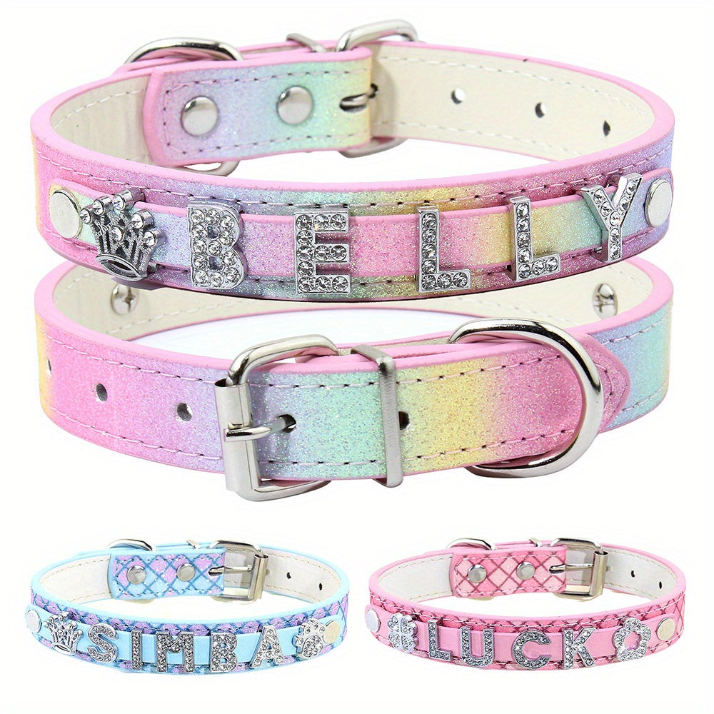 Personalized Small Dogs Chihuahua Collar with Bling Rhinestone Puppy Dog Collars