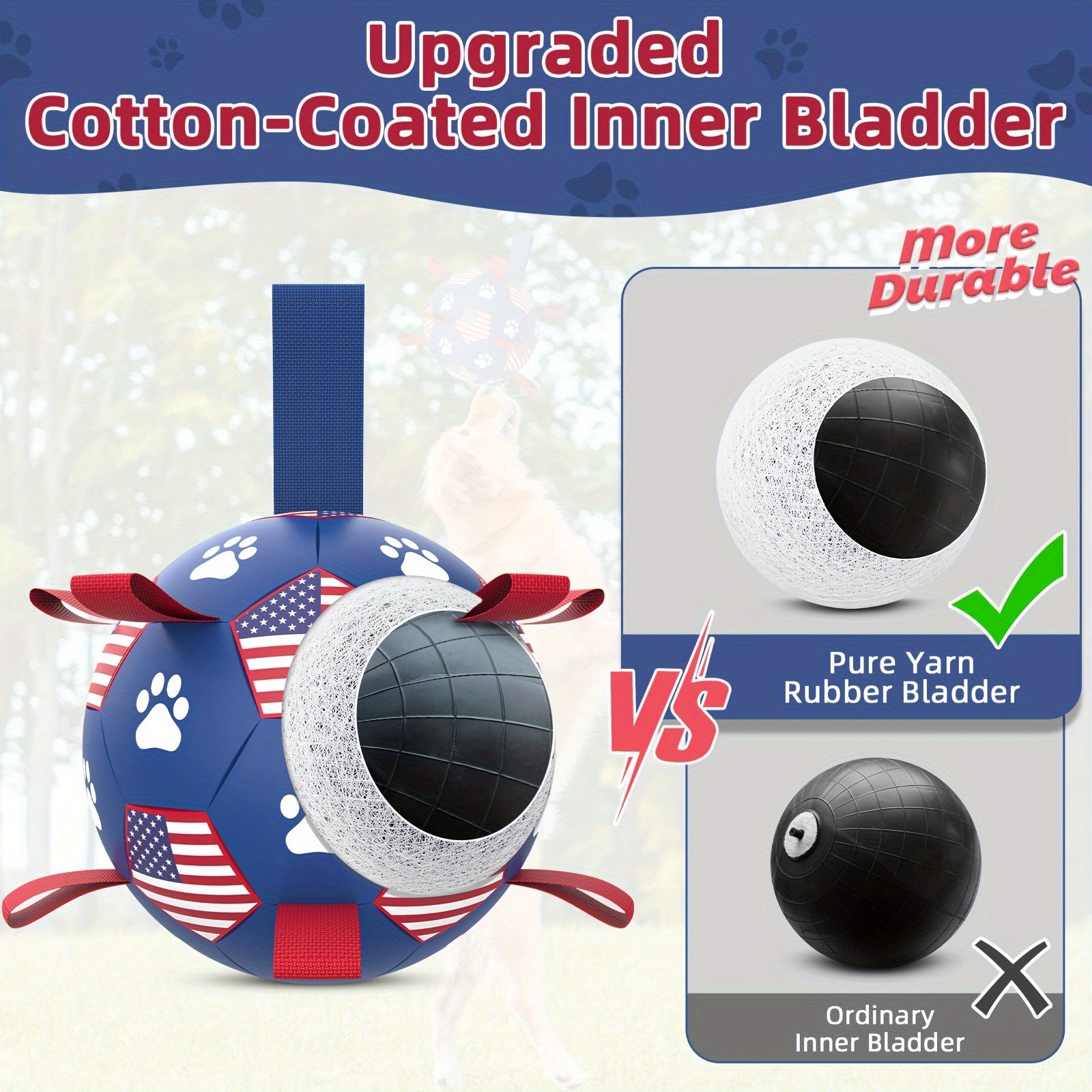 1pc Toy Soccer Ball With Straps, Interactive Dog Water Toy, Flag Pattern