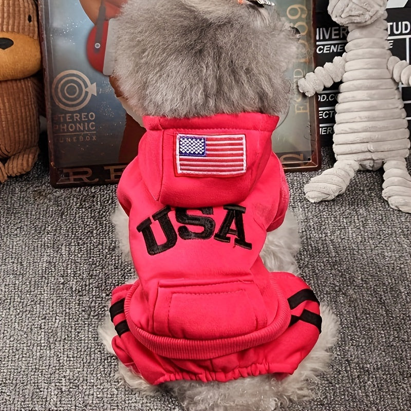 Small Med USA Winter dog hoodies with pockets, warm & soft
