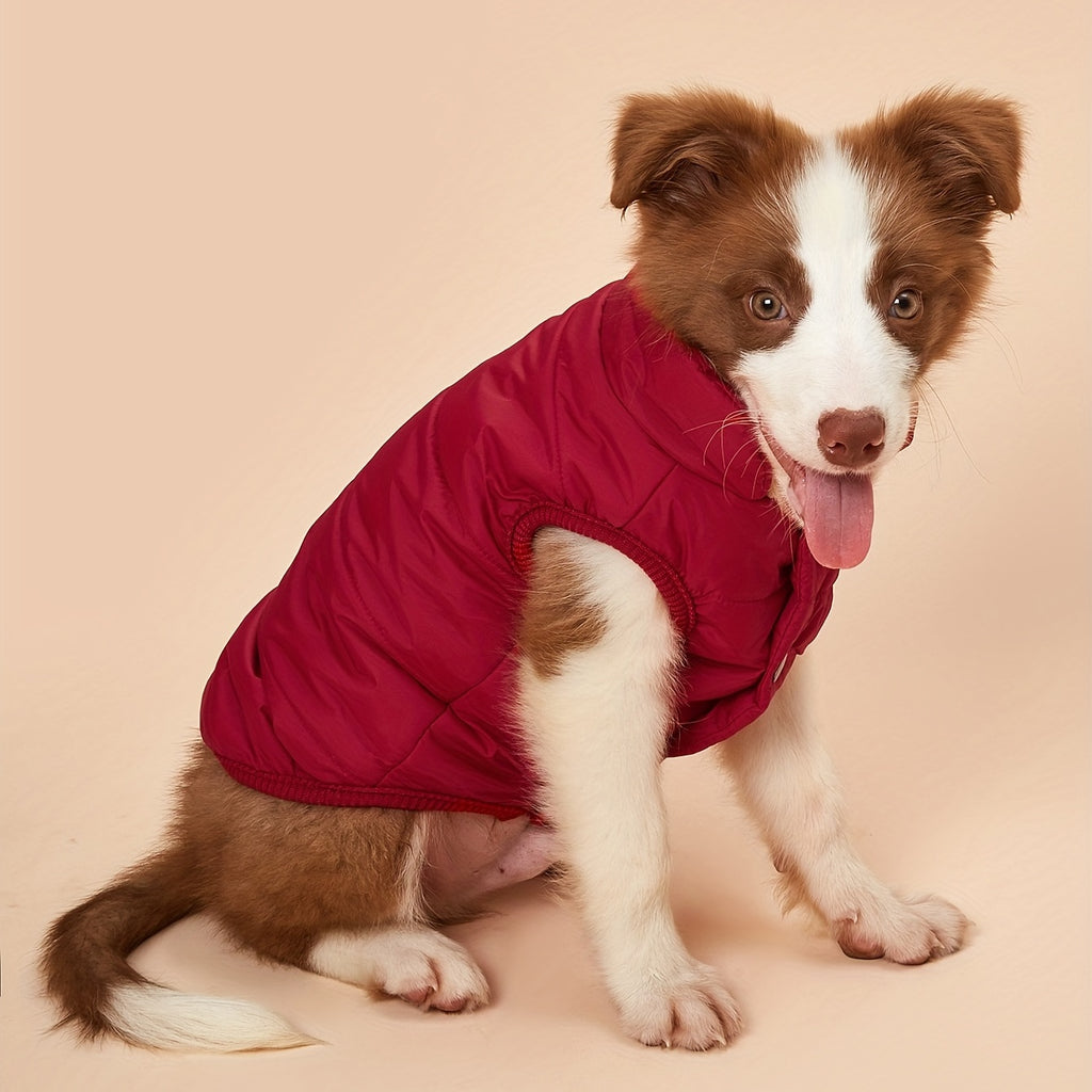 Small Med Solid Color Winter Warm Thickened Padded Pet Jacket Soft Comfortable