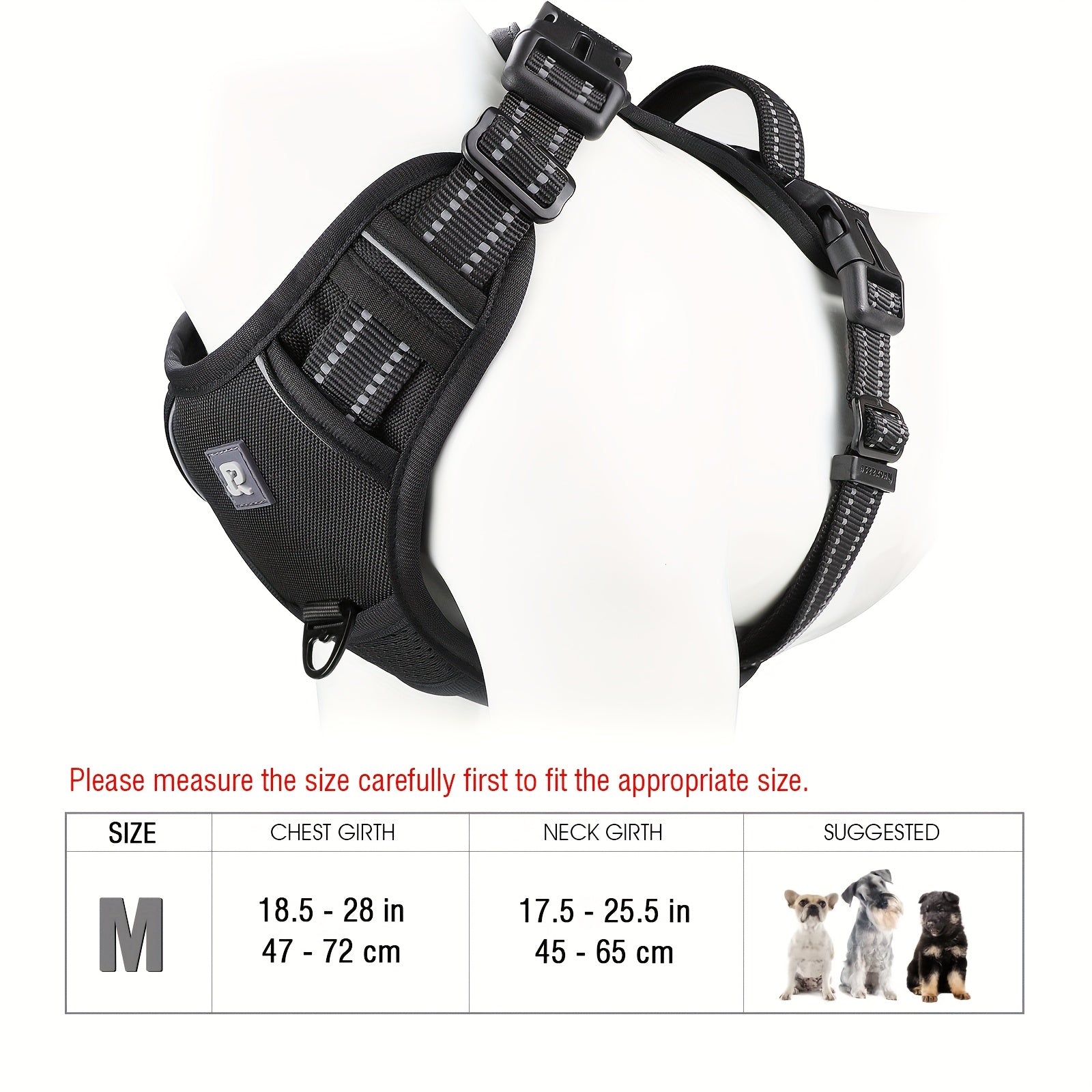 Adjustable Dog Harness No-Pull Front/Back Leash Clips & Control Handle, Safety Reflective Strips for Small, Medium, Large, Dogs