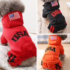 Small Med USA Winter dog hoodies with pockets, warm & soft