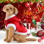 Small Medium Festive Christmas Costumes - Santa Claus Dog Suit with Hoodie
