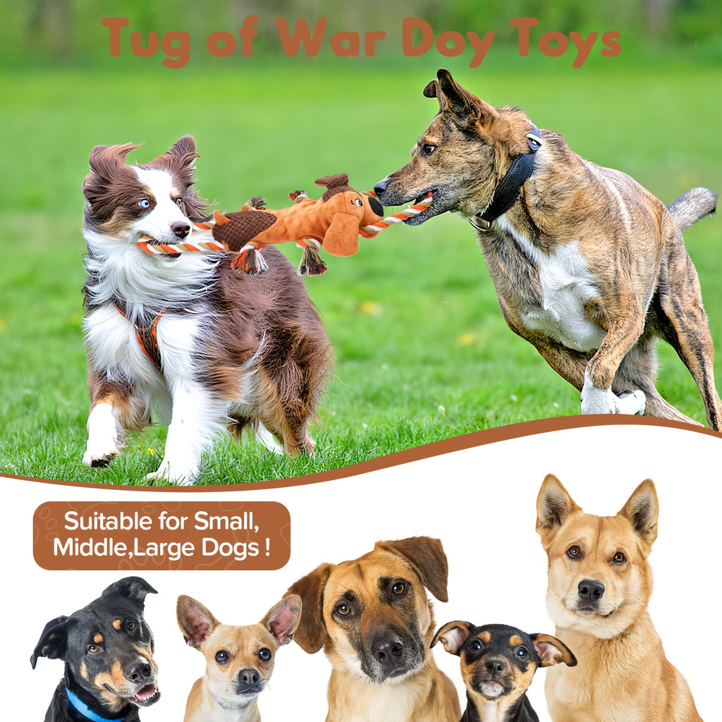 Dog Toy with Crinkle Paper and Squeaker, Interactive Tug of War Dog Toy