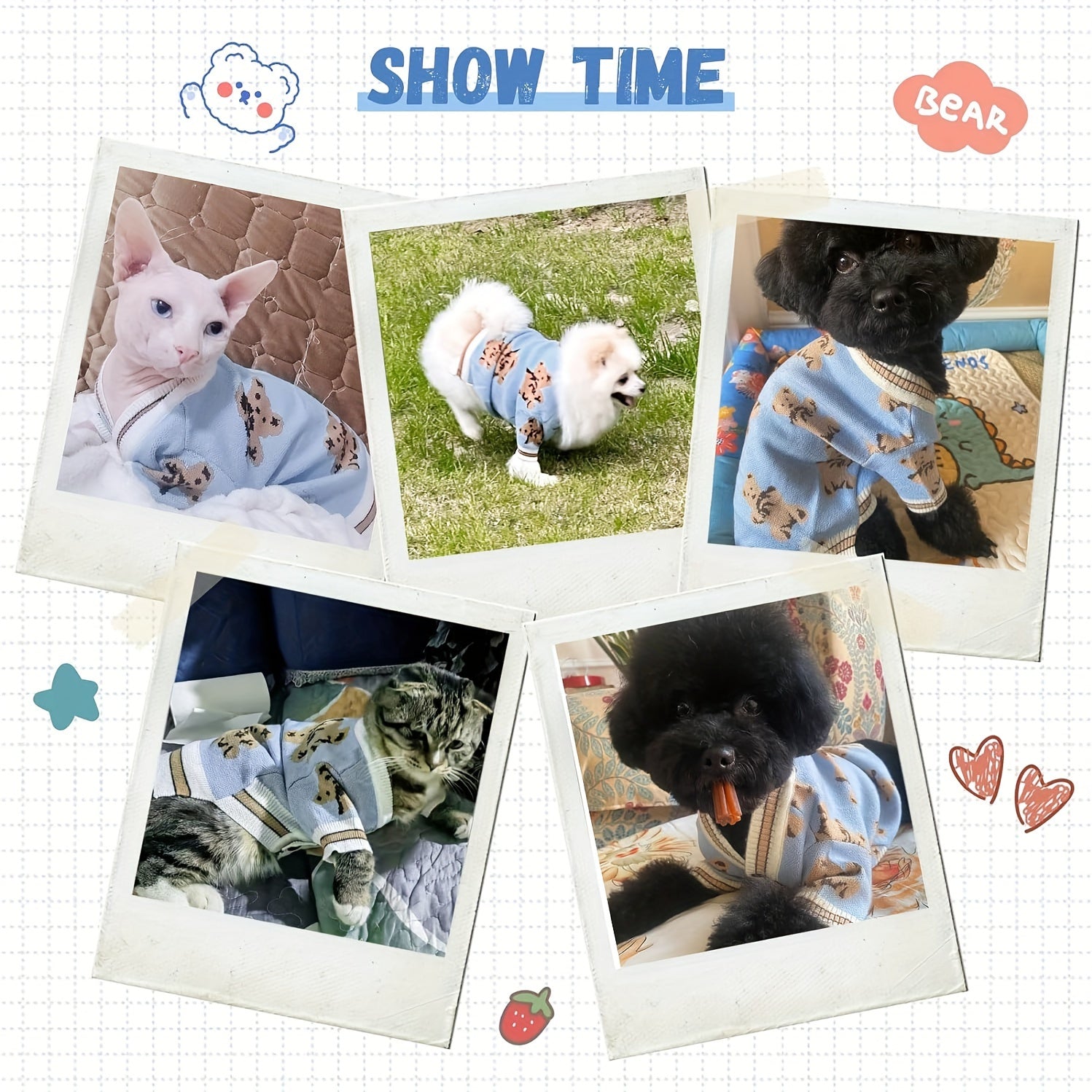 Adorable Cartoon Dog Sweaters - Soft, Warm, and Cozy Knitwear for Small Dogs