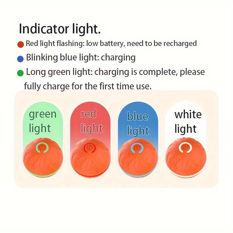 Intelligent teasing ball, interactive dog toy, random rolling, colorful lights, Multi-scene rolling & jumping, suitable for: wooden floors, tile floors