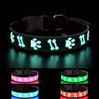 LED Light Up Collar Adjustable USB Rechargeable Bright Safety Glowing Light 3D Pattern