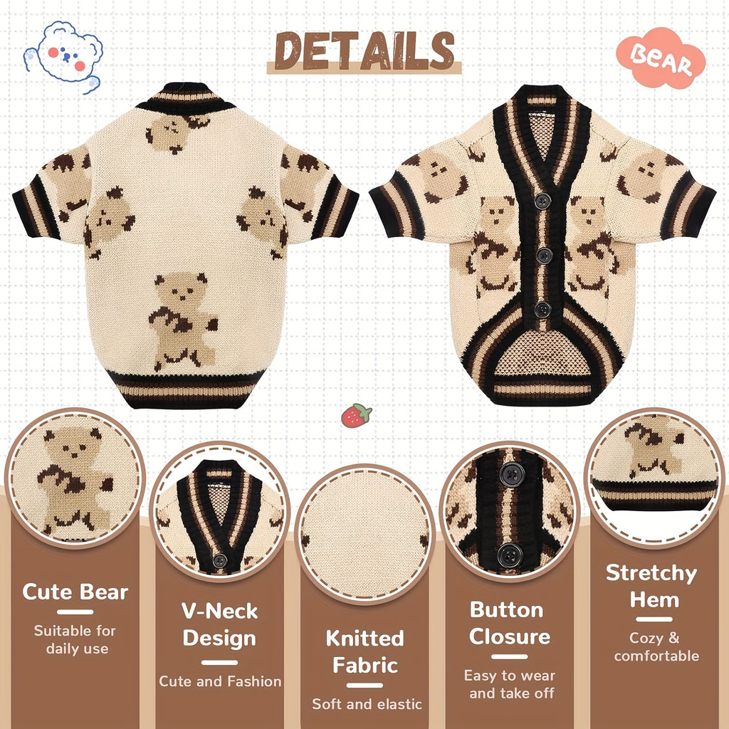 Adorable Cartoon Dog Sweaters - Soft, Warm, and Cozy Knitwear for Small Dogs