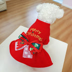 Christmas Dress Small Dog Warm Princess Bowknot  Pet Puppy Clothes