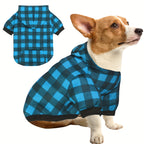 Plaid Hoodies Sweatshirts For Dogs, Warm And Soft Blue