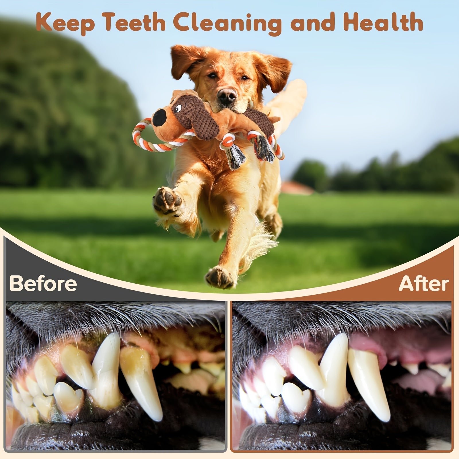 Dog Toy with Crinkle Paper and Squeaker, Interactive Tug of War Dog Toy