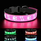 LED Light Up Collar Adjustable USB Rechargeable Bright Safety Glowing Light 3D Pattern