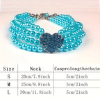 Elegant imitation pearl diamond collar necklace pet accessories, heart-shaped shiny for small dogs