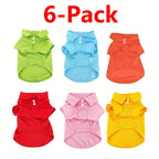 6pieces Dog Shirts Collared Polo T-Shirts For Small Medium Dogs
