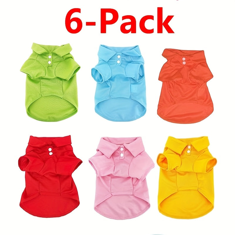 6pieces Dog Shirts Collared Polo T-Shirts For Small Medium Dogs