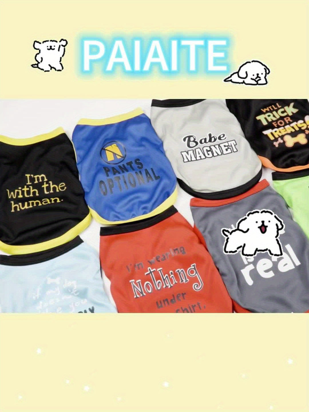 8pcs PAIAITE Dog Shirts - Funny Pet Outfits with "The Snuggles Are Real", "I'm Wearing Treats Under This Shirt", "Fur Friend" - Soft Breathable for Small Dogs