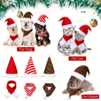 6pcs Pet Cat Dog Christmas Hat With Scarf Pet Santa Hat Scarf Set Holiday Party Cute Costumes For Small Dogs Cats