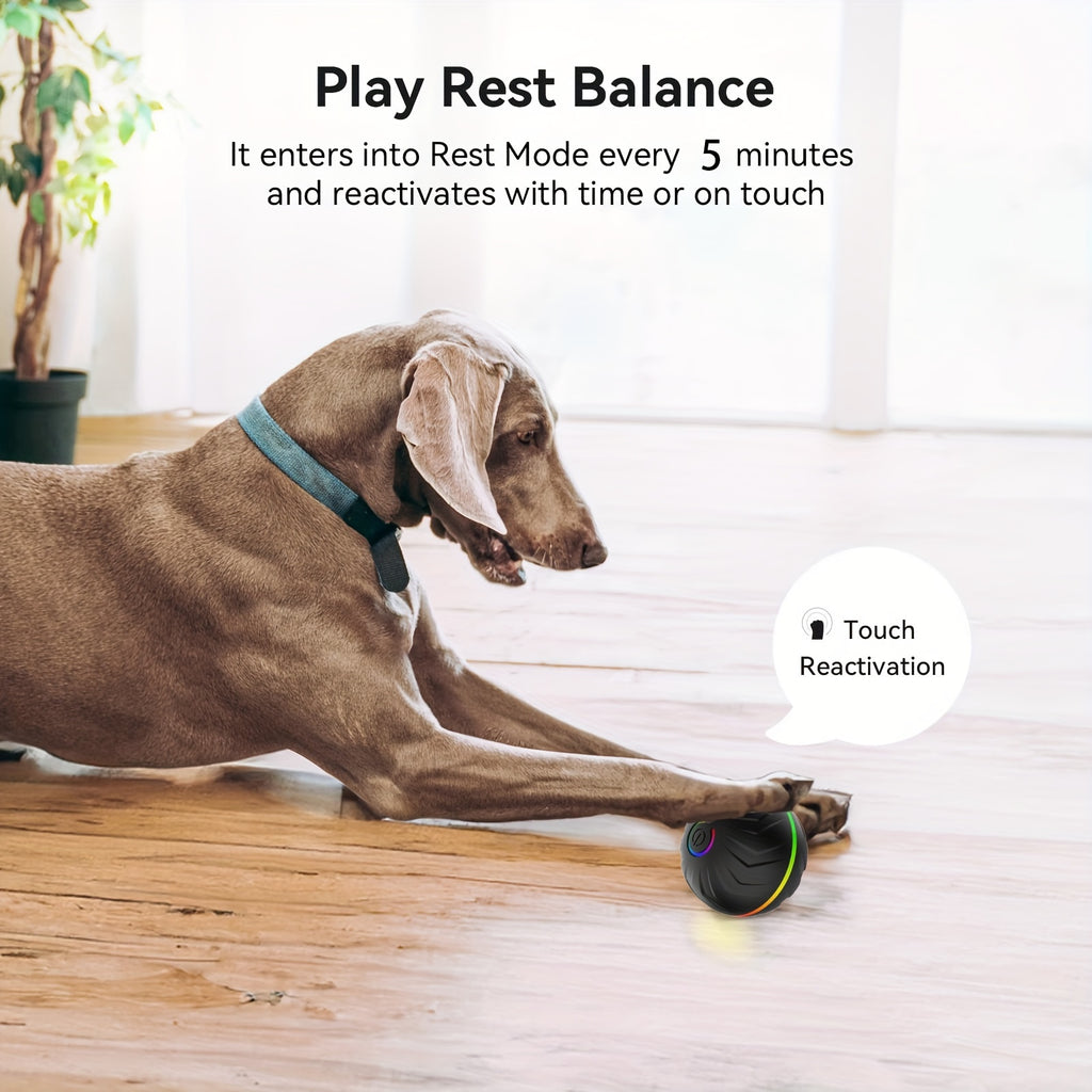 Intelligent teasing ball, interactive dog toy, random rolling, colorful lights, Multi-scene rolling & jumping, suitable for: wooden floors, tile floors