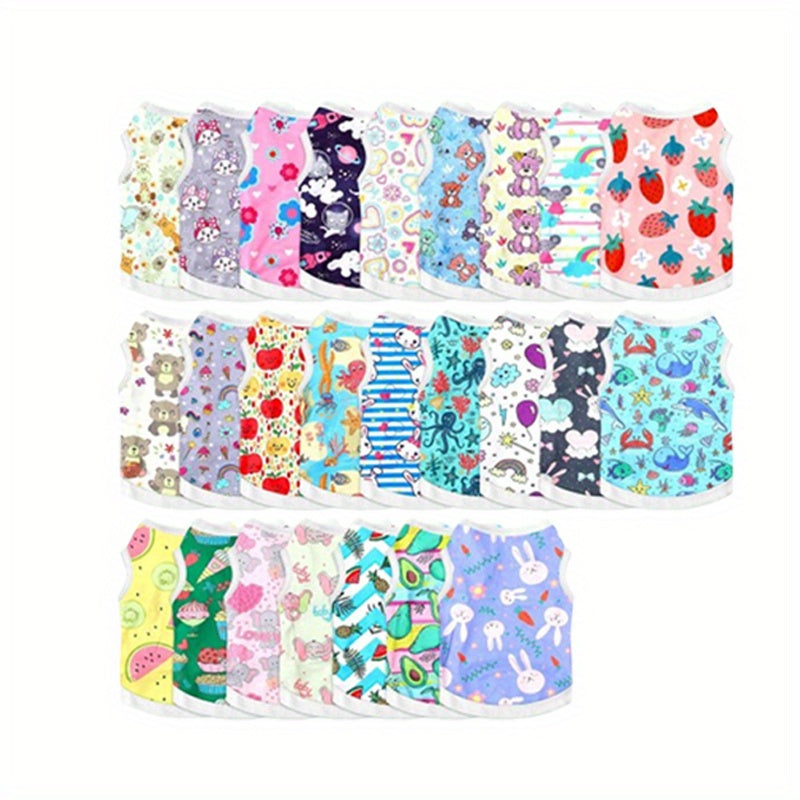 25 PACK Shirts Printed Breathable Cartoon T Shirt for Dogs (Size: S)