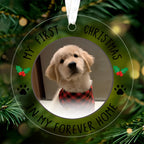 Custom Pet First Christmas Ornament - 3.9" Acrylic Photo Decor, Festive Holiday Pendant for Cats & Dogs, Christmas Decor
