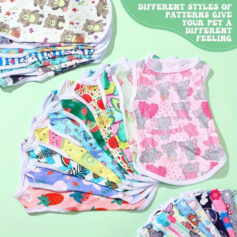 25 PACK Shirts Printed Breathable Cartoon T Shirt for Dogs (Size: S)