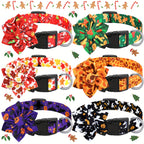 6pcs Holiday Dog Collars Flower Maple Turkey Pumpkin Adjustable Plastic Buckle