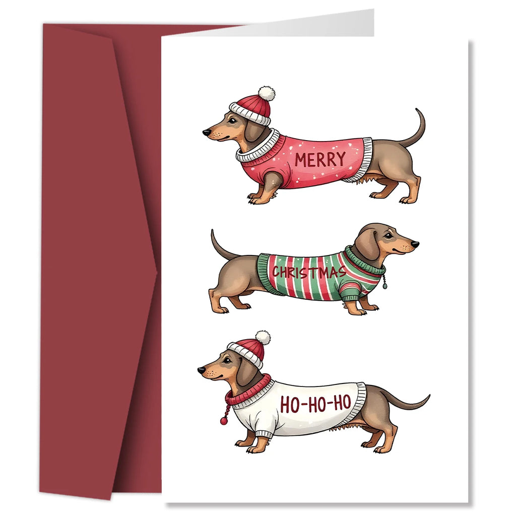 Christmas Dachshund Greeting Card MERRY CHRISTMAS HOHOHO