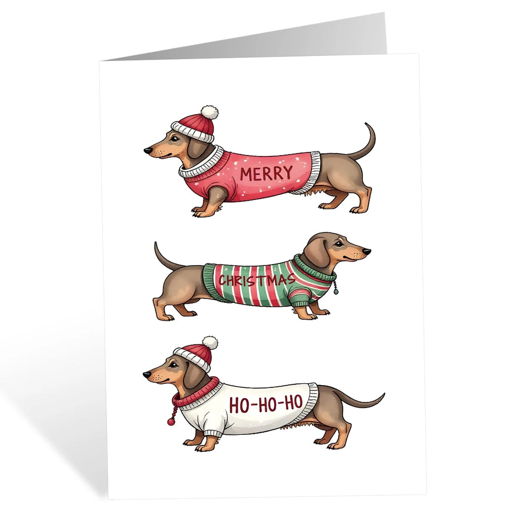 Christmas Dachshund Greeting Card MERRY CHRISTMAS HOHOHO