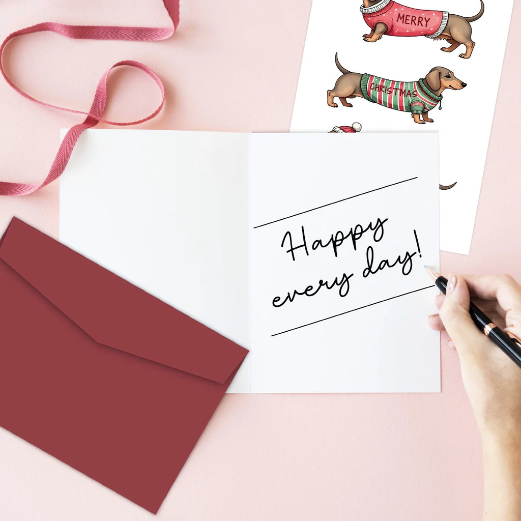 Christmas Dachshund Greeting Card MERRY CHRISTMAS HOHOHO