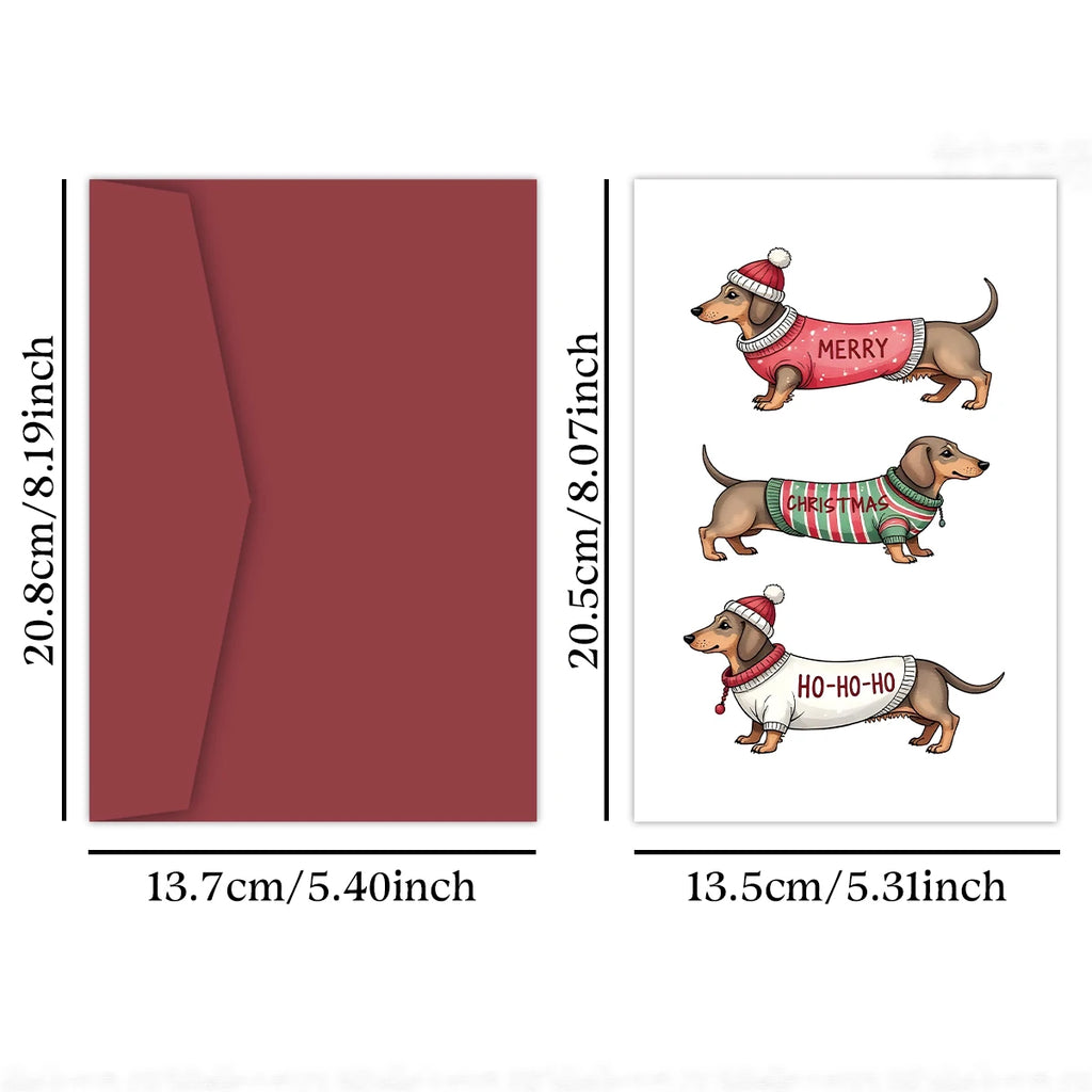 Christmas Dachshund Greeting Card MERRY CHRISTMAS HOHOHO