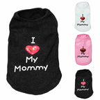 Summer Heart Letters Print I Love My Mommy T-Shirts Apparel For Small Dogs