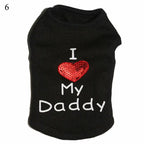 Summer Heart Letters Print I Love My Mommy T-Shirts Apparel For Small Dogs