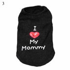 Summer Heart Letters Print I Love My Mommy T-Shirts Apparel For Small Dogs