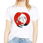 T-Shirt Women Dachshund Love Heart Fashion Dog Graphic Short Sleeve