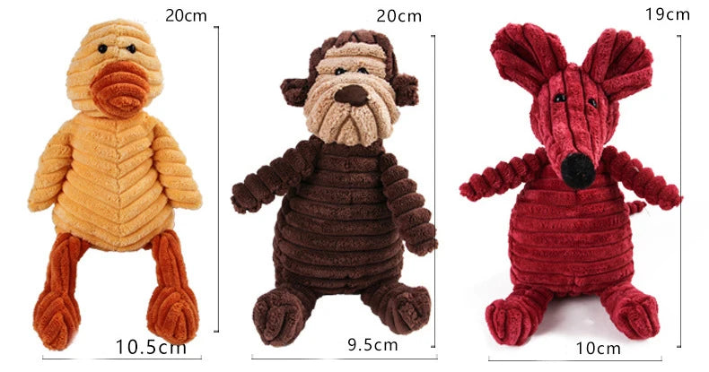 Corduroy Small Animal Plush Squeaky Dog Toy