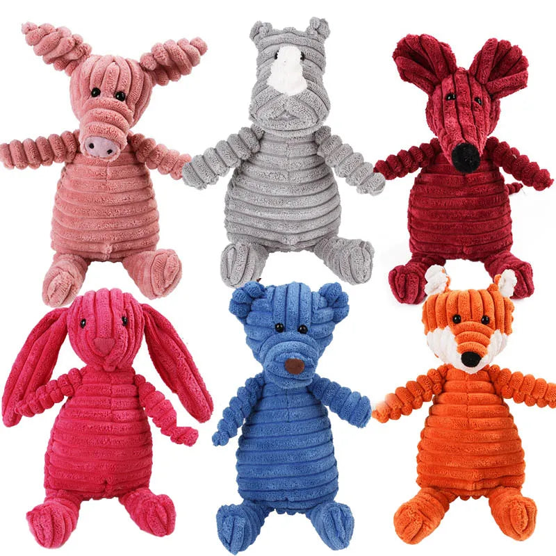Corduroy Small Animal Plush Squeaky Dog Toy