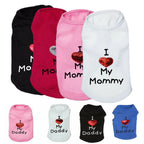 Summer Heart Letters Print I Love My Mommy T-Shirts Apparel For Small Dogs